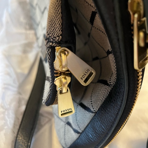 Fossil shoulder bag black and white diamond pattern - Picture 7 of 9